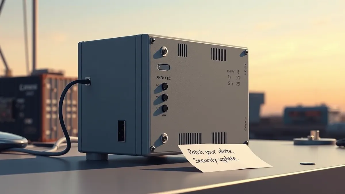 Illustration: A compact gray industrial control module sits on a workbench.