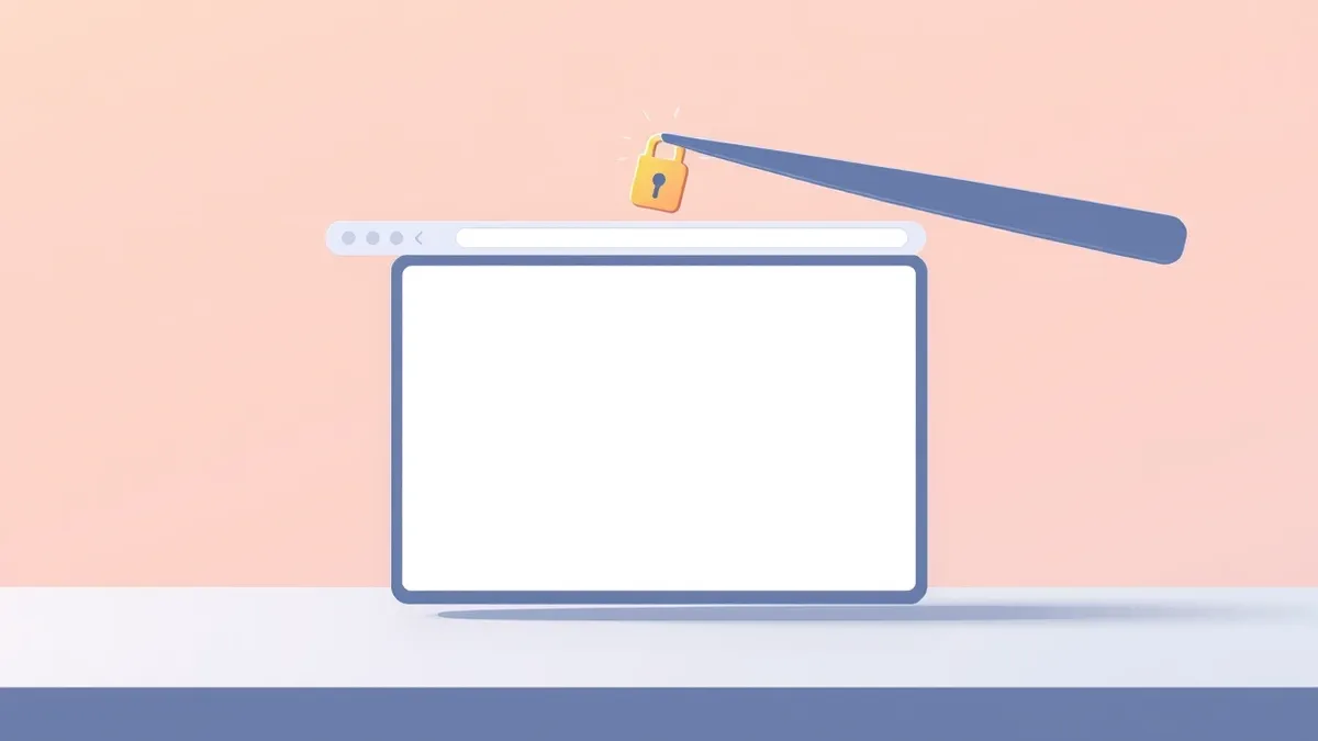 Illustration: A web browser window displays a blank interface with a small, glowing session token icon floating above it.