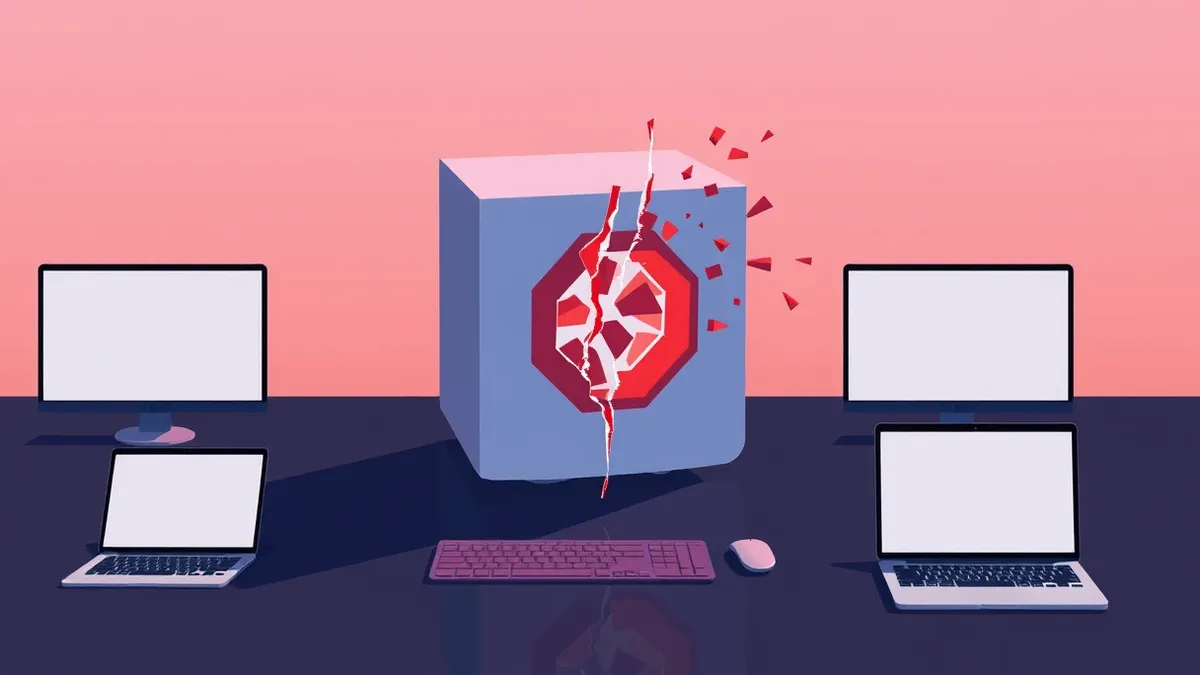 Illustration: A sleek, abstract cube representing a Kubernetes pod sits on a dark digital surface.