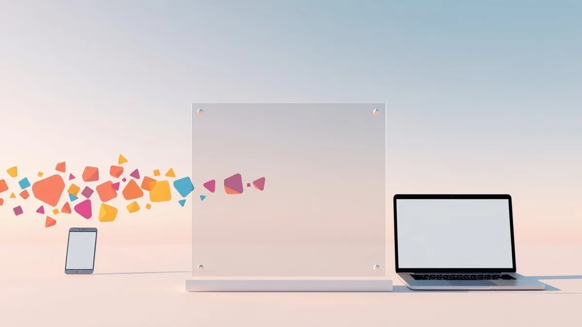 Illustration: A transparent shield blocks a stream of colored geometric shapes, but one distinct shape slips through a gap near the top edge.