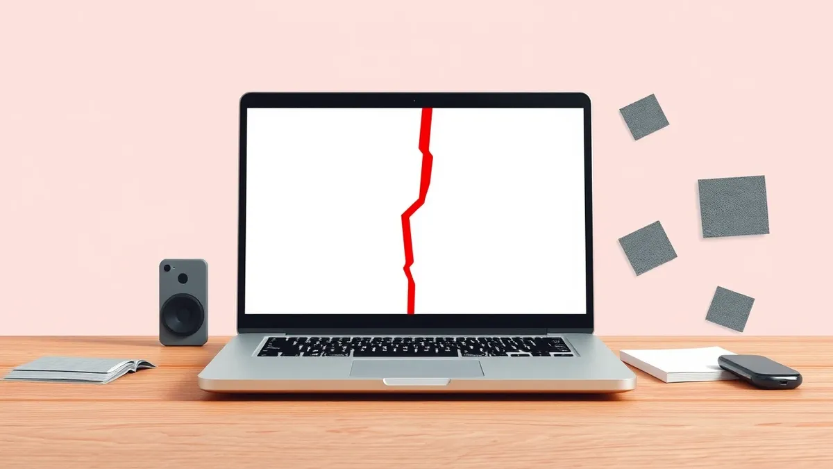 Illustration: A generic laptop sits on a wooden desk, displaying a document viewer with a single highlighted hyperlink.