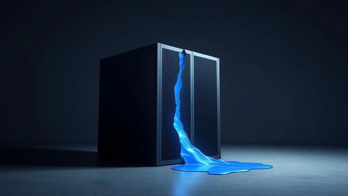Illustration: A generic database server sits isolated in a dark room.