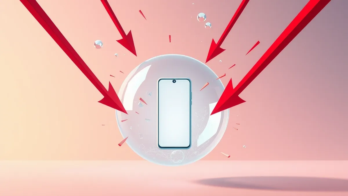 Illustration: A glowing smartphone floats inside a translucent glass bubble.