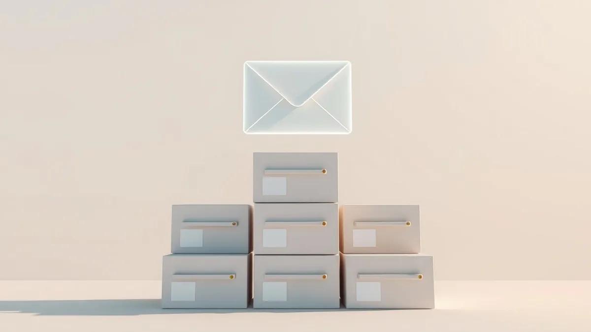 Illustration: A translucent ghostly envelope floats above a stack of solid physical mailboxes.