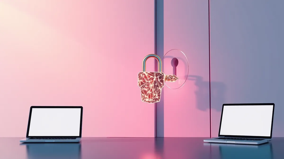 Illustration: A digital key slides smoothly into a locked door mechanism, bypassing the traditional keyhole entirely.