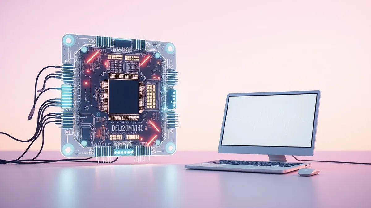 Illustration: A transparent circuit board glows with rhythmic pulses of light that sync perfectly with a jagged waveform monitor nearby, illustrating how electrical consumption pat